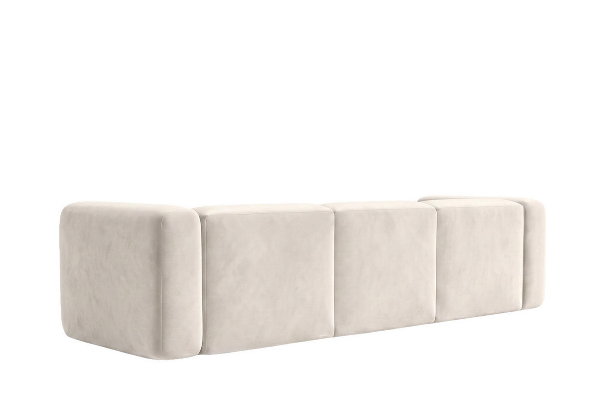 ECKSOFA L-Form, Velvet-Stoff Bluvel, Creme, Links, GRETA - Creme, Holz (318/179cm) - Kaiser Möbel