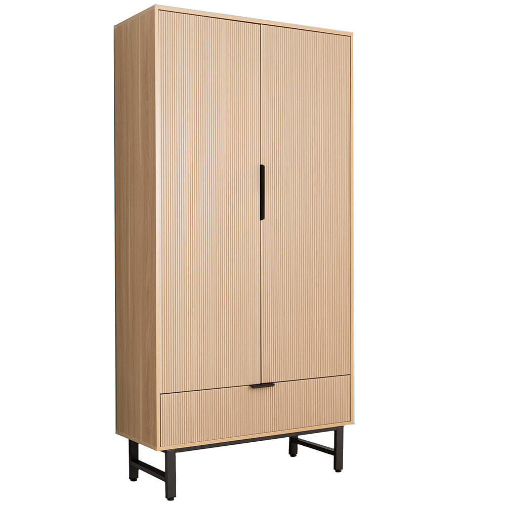 KLEIDERSCHRANK NYLA - Natur/Schwarz, 100 x 200 cm - Naturfarben, Holzwerkstoff (100/200/40cm) - Home Deluxe