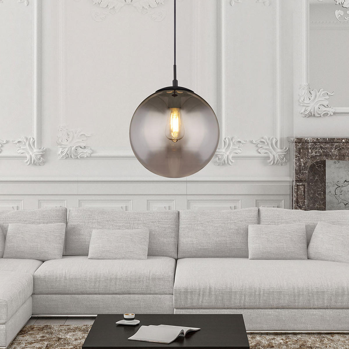 LED HÄNGELAMPE Glas Rauchfarben Schwarz Matt - Schwarz, Glas (30/30/120cm)