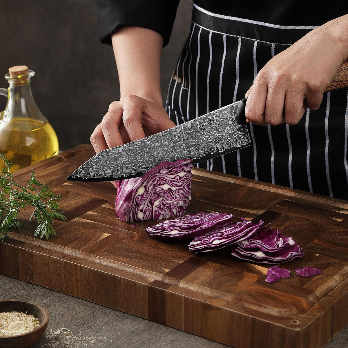 KOCHMESSER 20 cm - Braun, Holz/Metall (34cm) - Wakoli