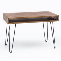 SCHREIBTISCH – Massivholz, Industrial Retro, große Platte, Haarnadelbeine - Schwarz/Braun, Holz/Metall (60/110/76cm) - KADIMA DESIGN