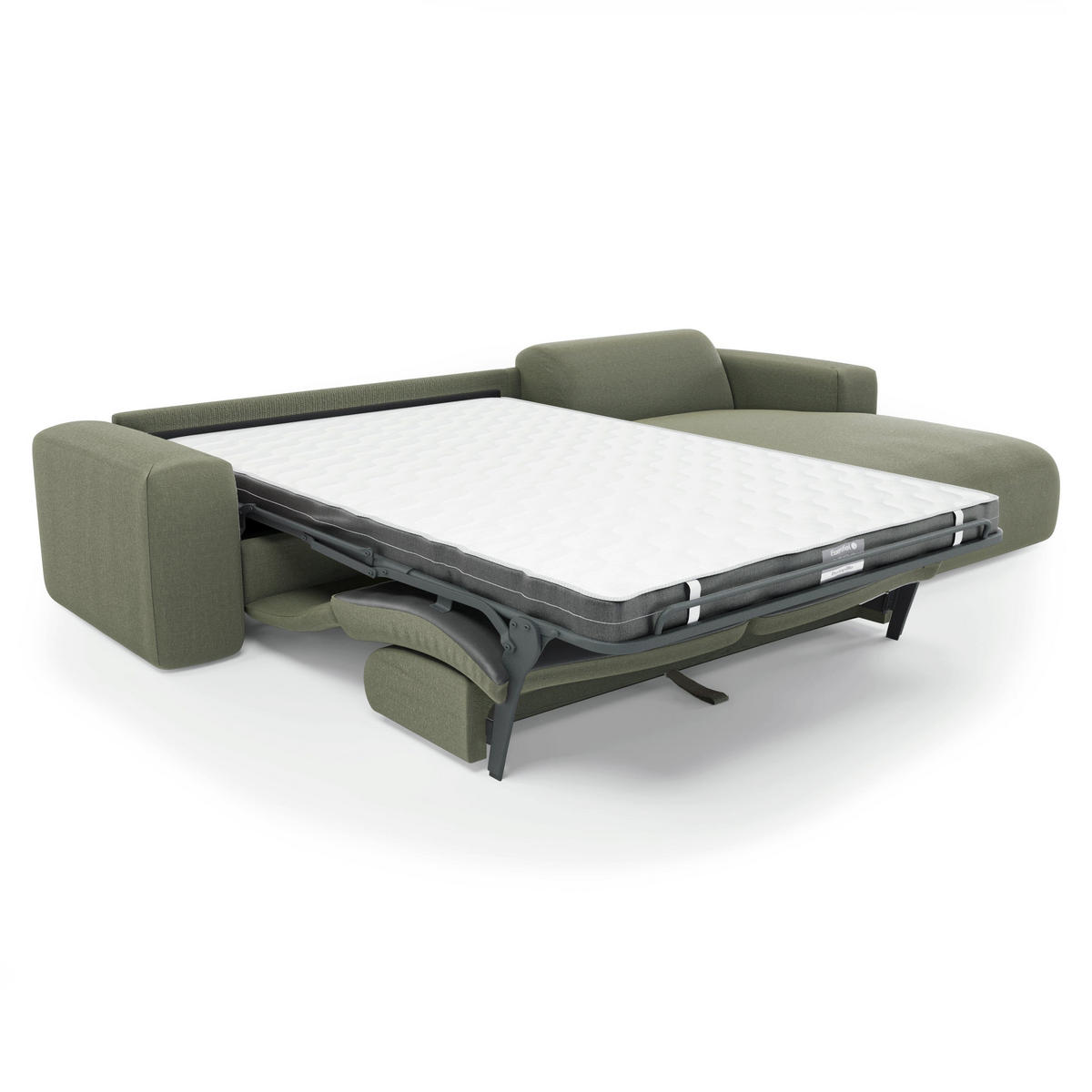 ECKSOFA RECHTS SCHLAFSOFA Rastergewebe Olivgrün 280cm - Olivgrün/Grün, Textil (280/165cm) - Sia Home