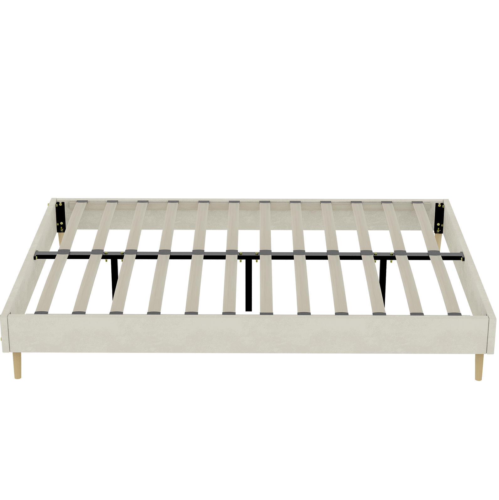 POLSTERBETT 140/200 cm mit Matratze, stabile Mehrfachstütze und modernem Design, Beige - Beige, Textil (140/200cm) - Redom