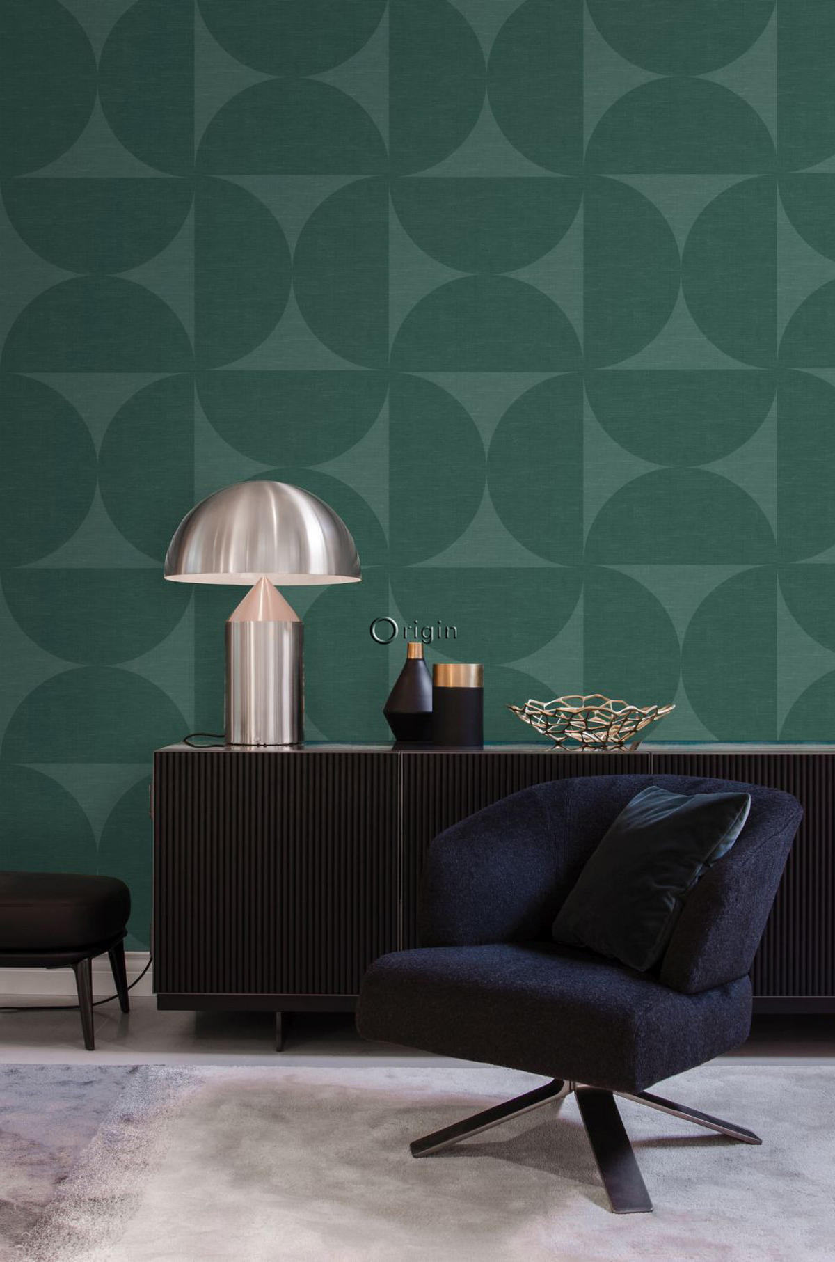 XXL-VLIESTAPETE Halbkreise 50 x 900 cm - Grün, Papier (50/900cm) - Origin Wallcoverings