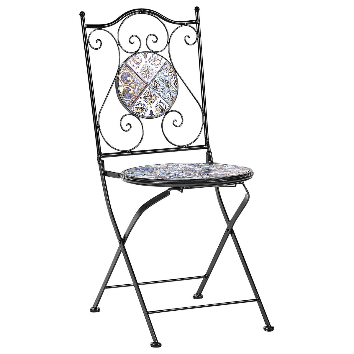 SET ZA BALKON 2-sjed crni Civita - crna/plava, metal - Beliani