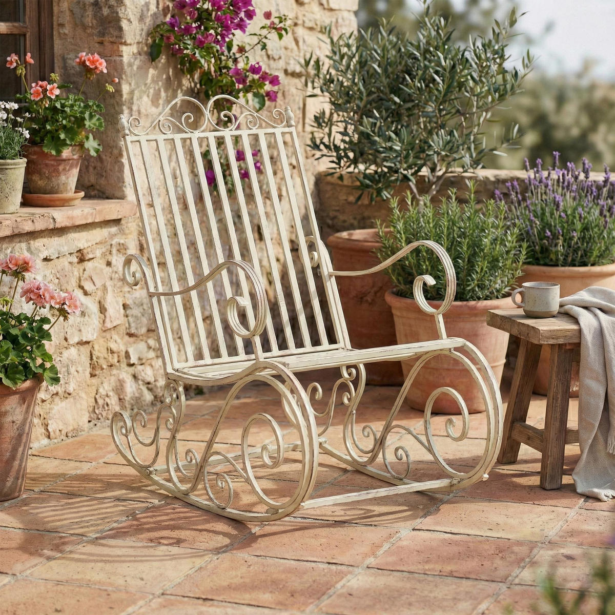 GARTENSCHAUKELSTUHL Metall Antik-Creme - Creme, Metall (56/94/90cm) - CLP