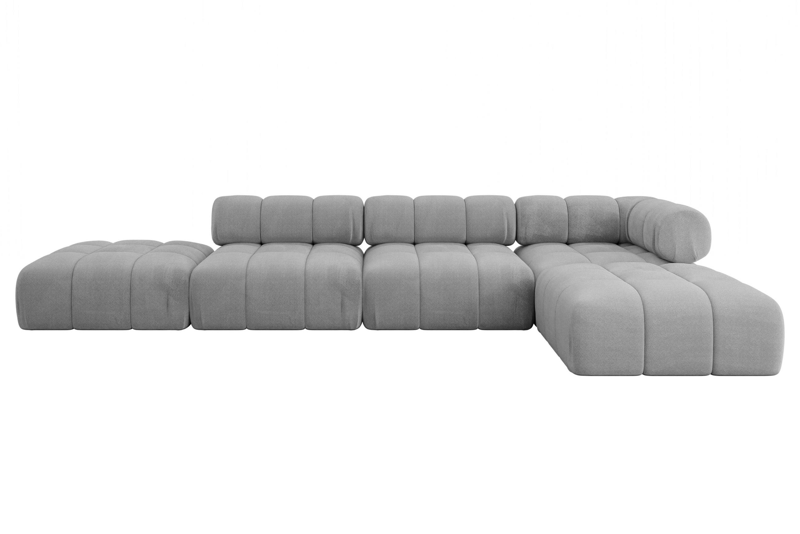 ECKSOFA modulares Sofa Kerru-L2 - 380x190x70 cm Hellgrau Velours - Hellgrau, Holzwerkstoff/Textil (380/190cm) - ALTDECOR