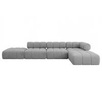 ECKSOFA modulares Sofa Kerru-L2 - 380x190x70 cm Hellgrau Velours - Hellgrau, Holzwerkstoff/Textil (380/190cm) - ALTDECOR
