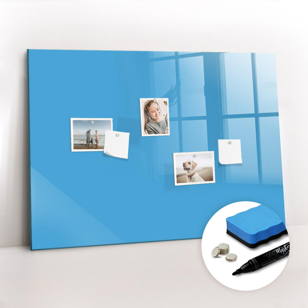 MAGNETTAFEL 100x70 Blau schwarzer Marker - Blau, Glas (100/0.4/70cm) - TULUP