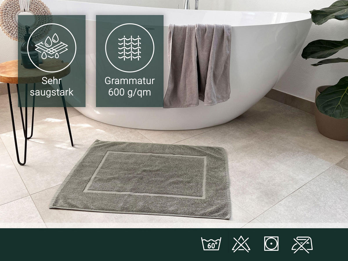 BADEMATTE, 2er-Set, 50x70 cm, 100% Baumwolle - Taupe, Textil (50/70cm) - Zollner