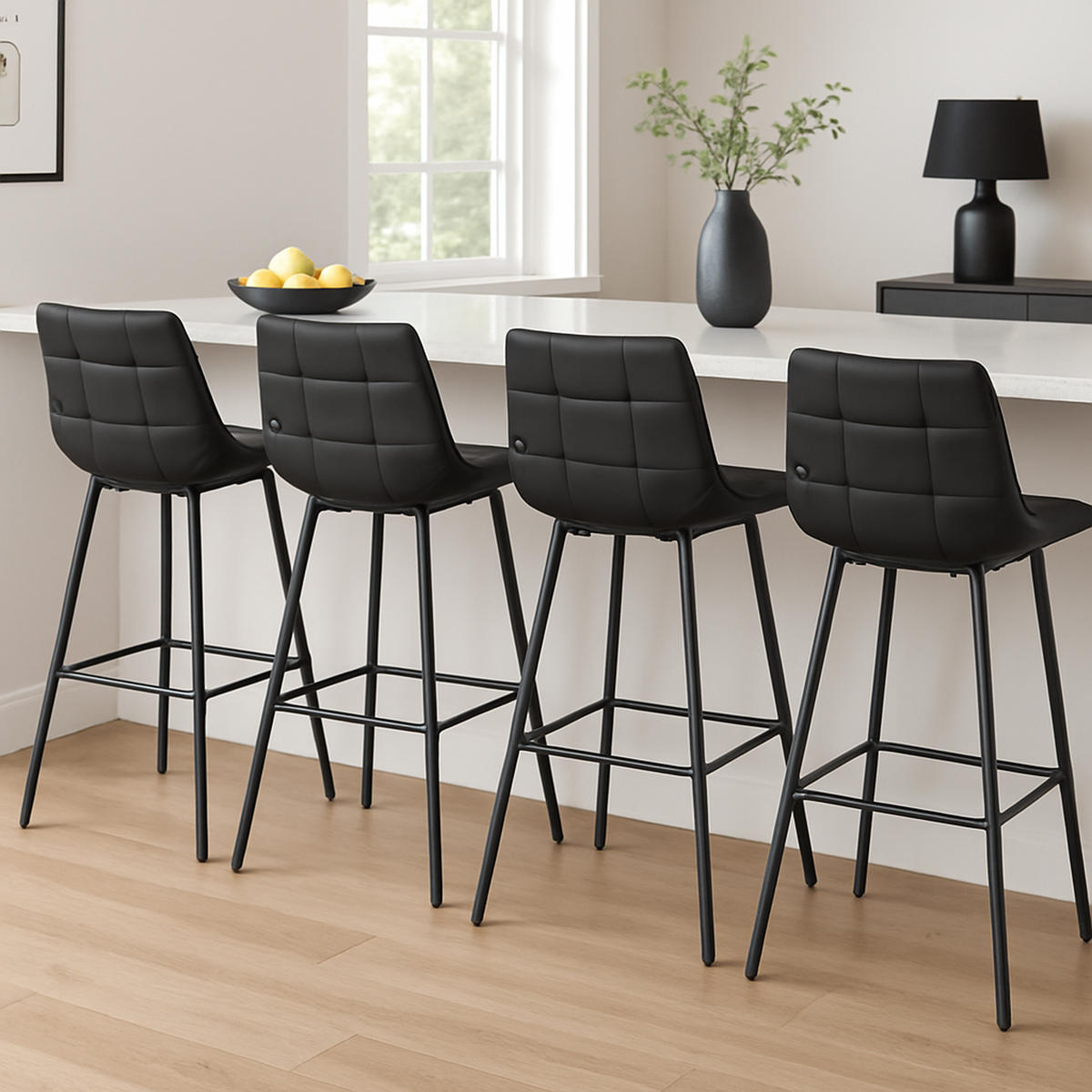 BARHOCKER Welton Schwenkbar Kunstleder schwarz - Schwarz, Kunststoff/Metall (49/105/56cm) - TPFLiving
