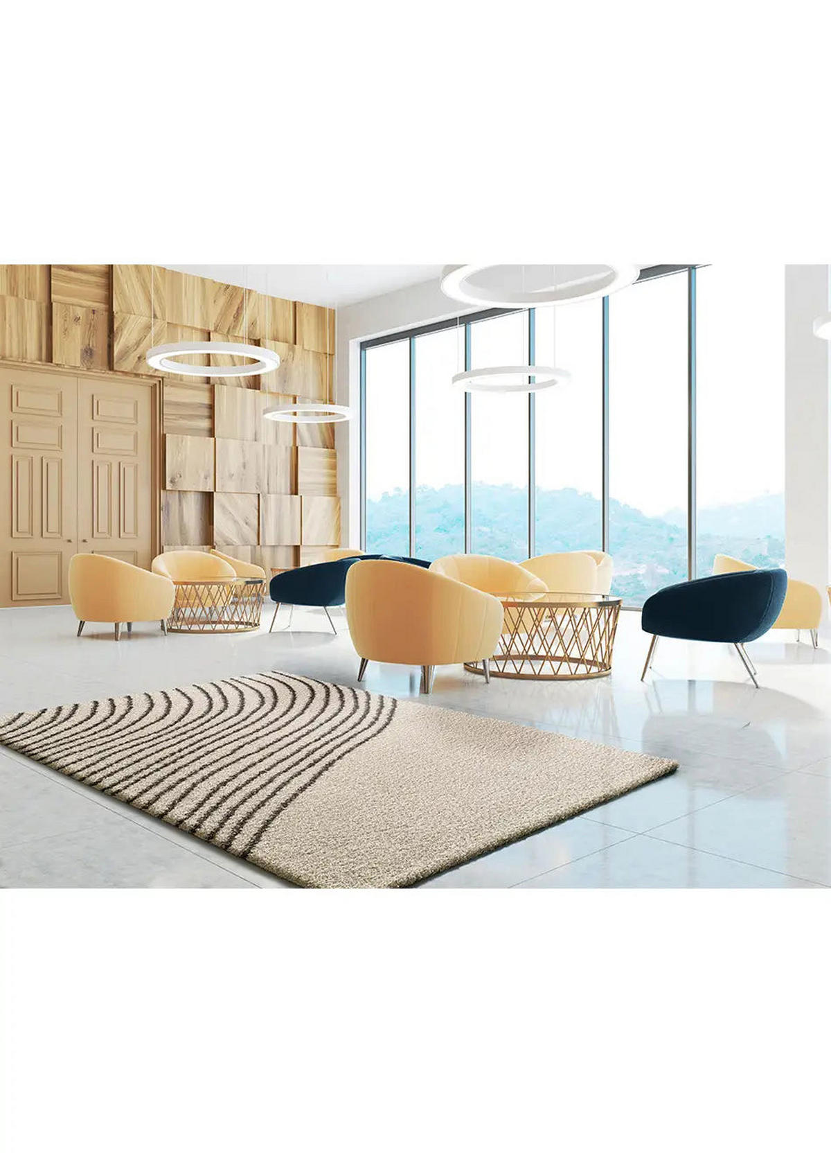 HOCHFLORTEPPICH Weiß / Schwarz Lush 120/180 cm - Schwarz/Weiß, Naturmaterialien/Textil (120/180cm) - Atticgo