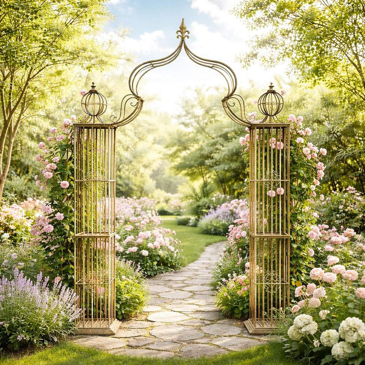 ROSENBOGEN aus Metall Kletterhilfe 275x172 cm 93969 - Grün, Metall (172/275/38cm) - DanDiBo