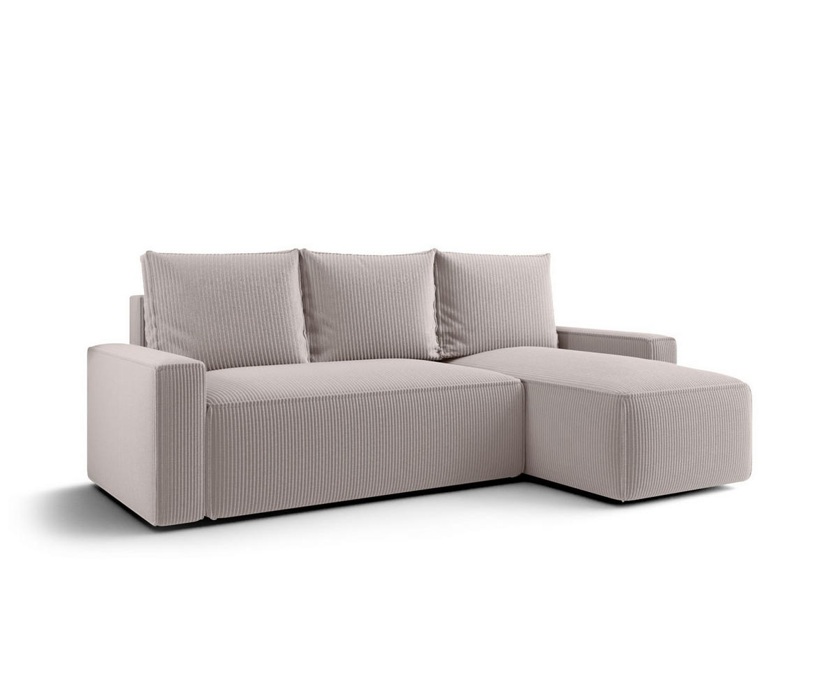 ECKSOFA mit Schlaffunktion SAVIO Poso 100 Rechts - Ecru, Textil (232/140cm) - Bedante