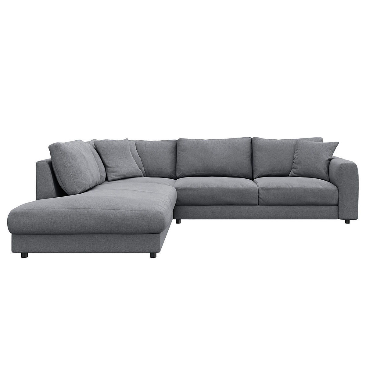 ECKSOFA mit Ottomane - Schwarz/Grau, Holz/Kunststoff (267/254cm) - home24