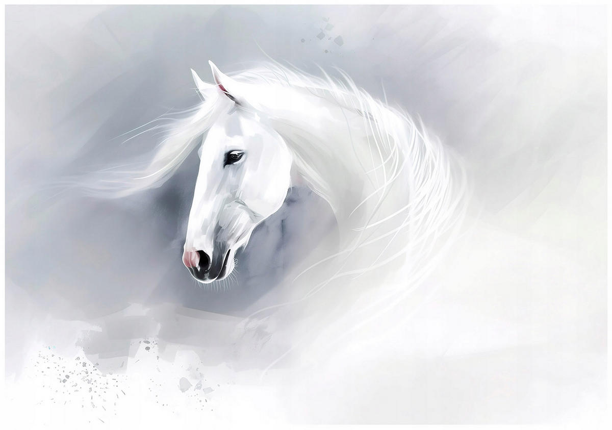 FOTOTAPETE Pferd Tiere Grau 368x254 cm - Multicolor, Papier (368/254cm) - Wallarena