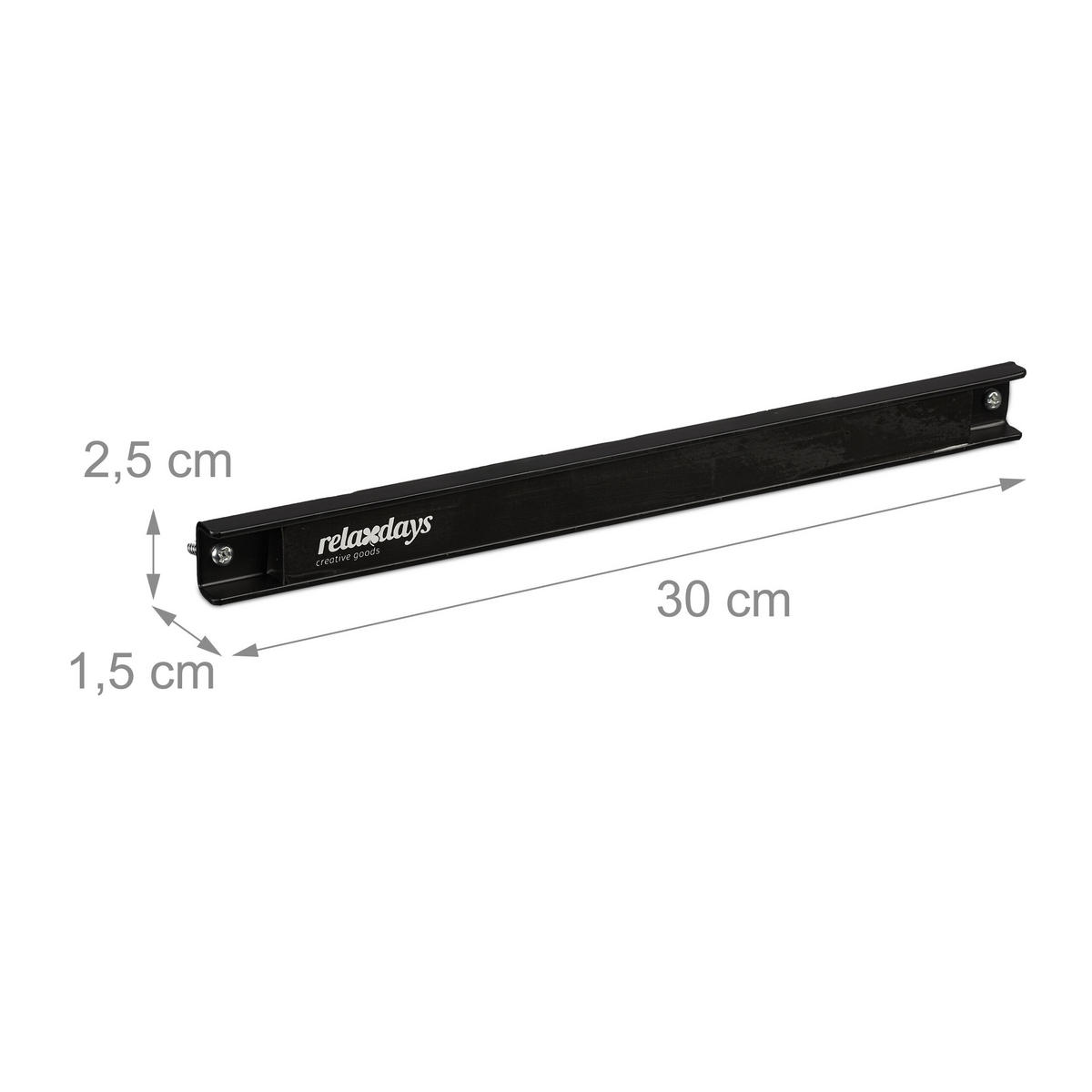 3XMAGNETLEISTE - Schwarz, Metall (30/2.5/1.5cm) - Relaxdays