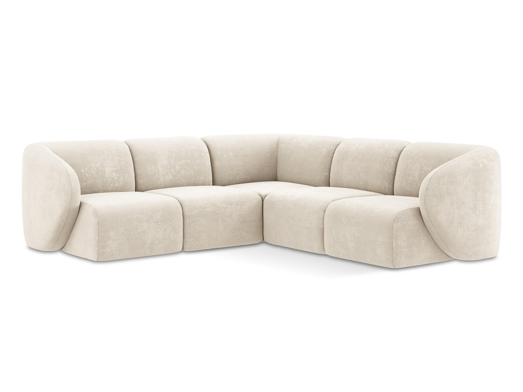 ECKSOFA Chenille Stoff Beige - Creme/Schwarz, Holzwerkstoff/Kunststoff (251/251cm) - Makamii
