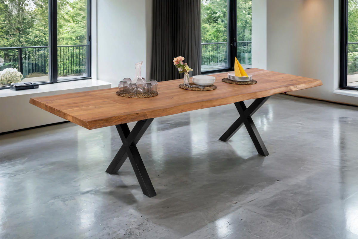 ESSTISCH ANSTECKPLATTE CALI - Beige/Schwarz, Holz (100/220/77cm) - SAM
