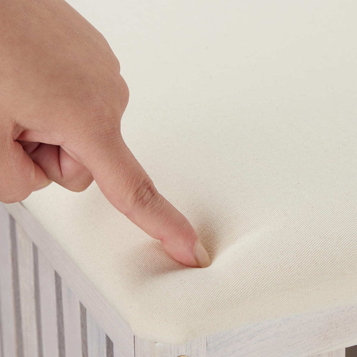 WÄSCHEKORB - Weiß, Holz/Holzwerkstoff (41/53/41cm) - Relaxdays