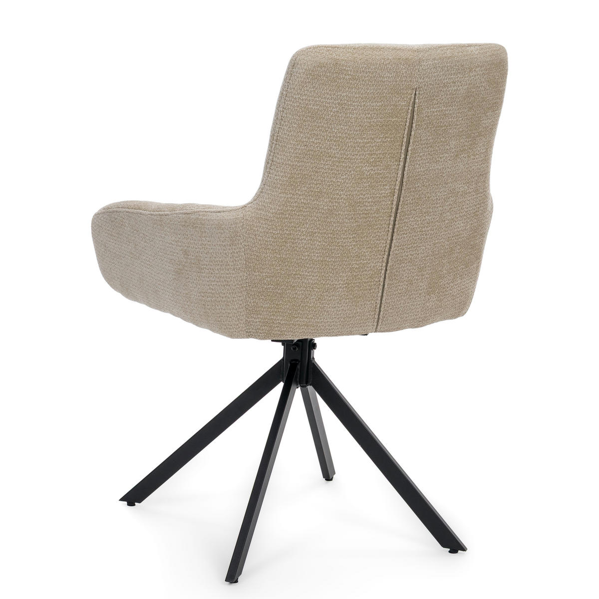 STUHL LUINO drehbar gepolsterter mit Steppung - hellbeige - Chenille - Ecru/Schwarz, Textil/Metall (58/87/60cm) - NEW HOME