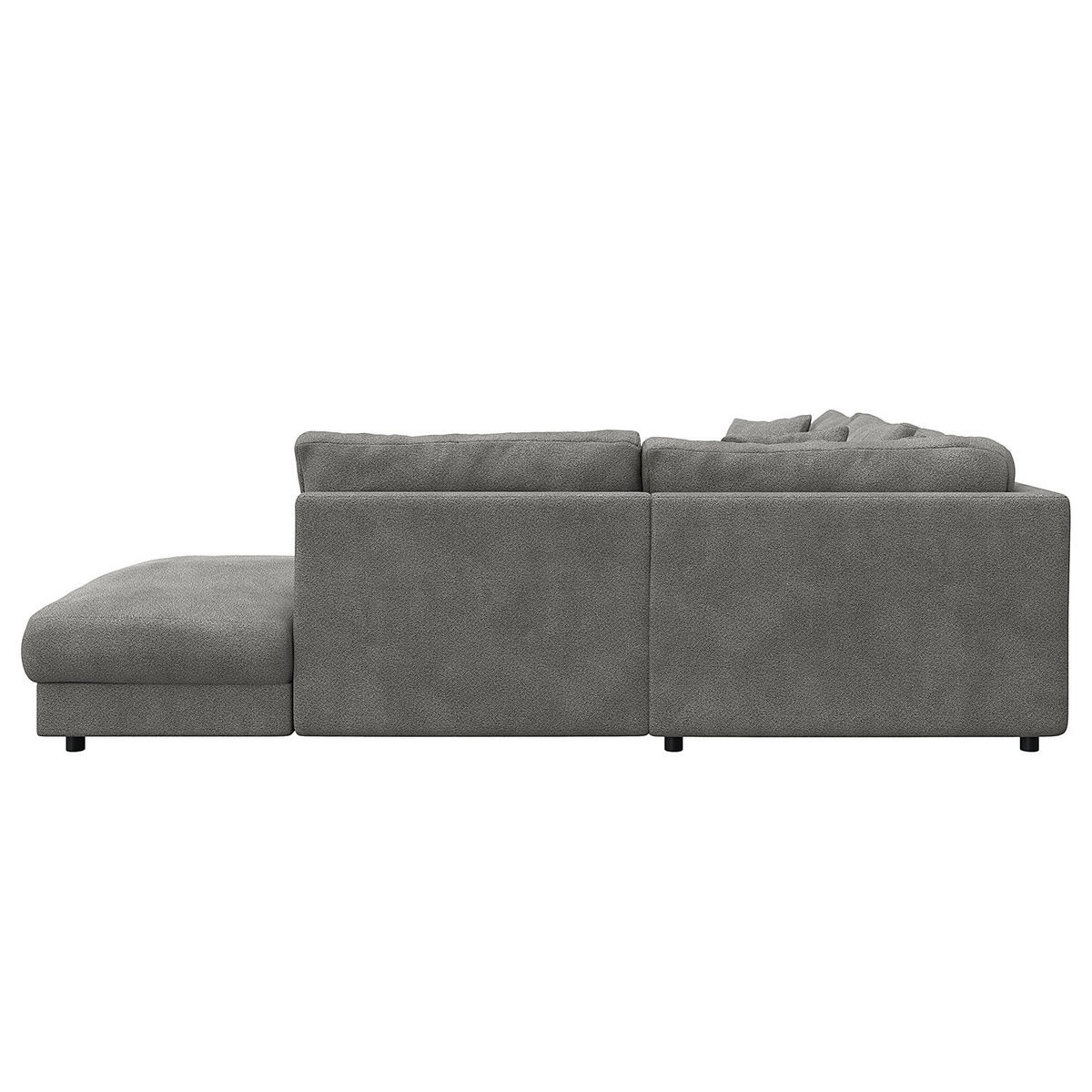 ECKSOFA mit Ottomane - Schwarz/Grau, Holz/Kunststoff (267/254cm) - home24