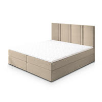 BOXBETT LARIO 180x200 cm mit Matratze und Topper - Beige - Beige, Holz (180/200cm) - MASSENO