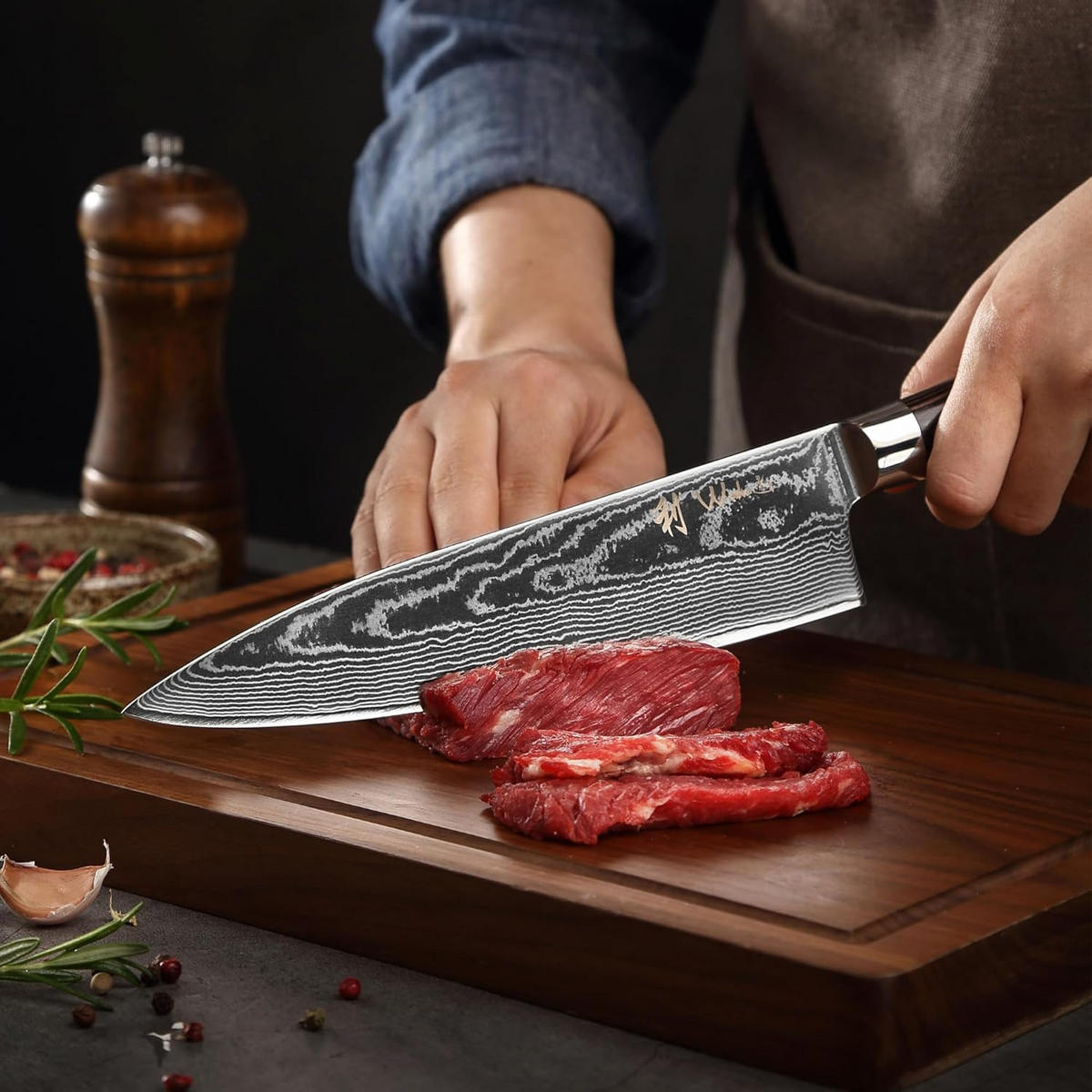 CHEFMESSER-SET 2-TEILIG 13–20 cm - Braun, Holz/Metall - Wakoli