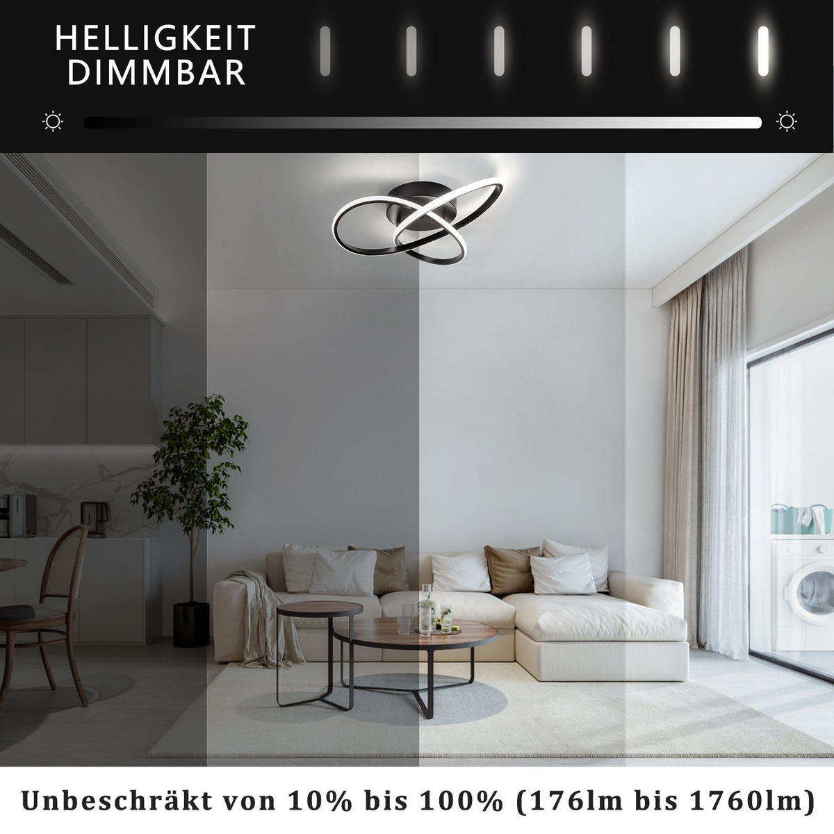LED-DECKENLEUCHTE Weydenwacht 14/18/40 cm - Schwarz, Metall (40/14/18cm) - ZMH