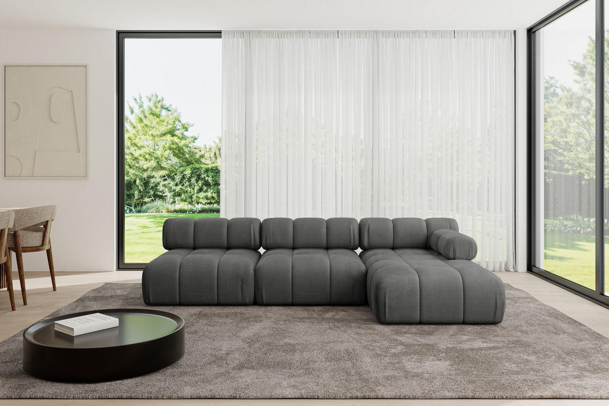 ECKSOFA modulares Sofa Razon-L2 - 285x160x70 cm Dunkelgrau Velours - Dunkelgrau, Holzwerkstoff/Textil (285/160cm) - ALTDECOR