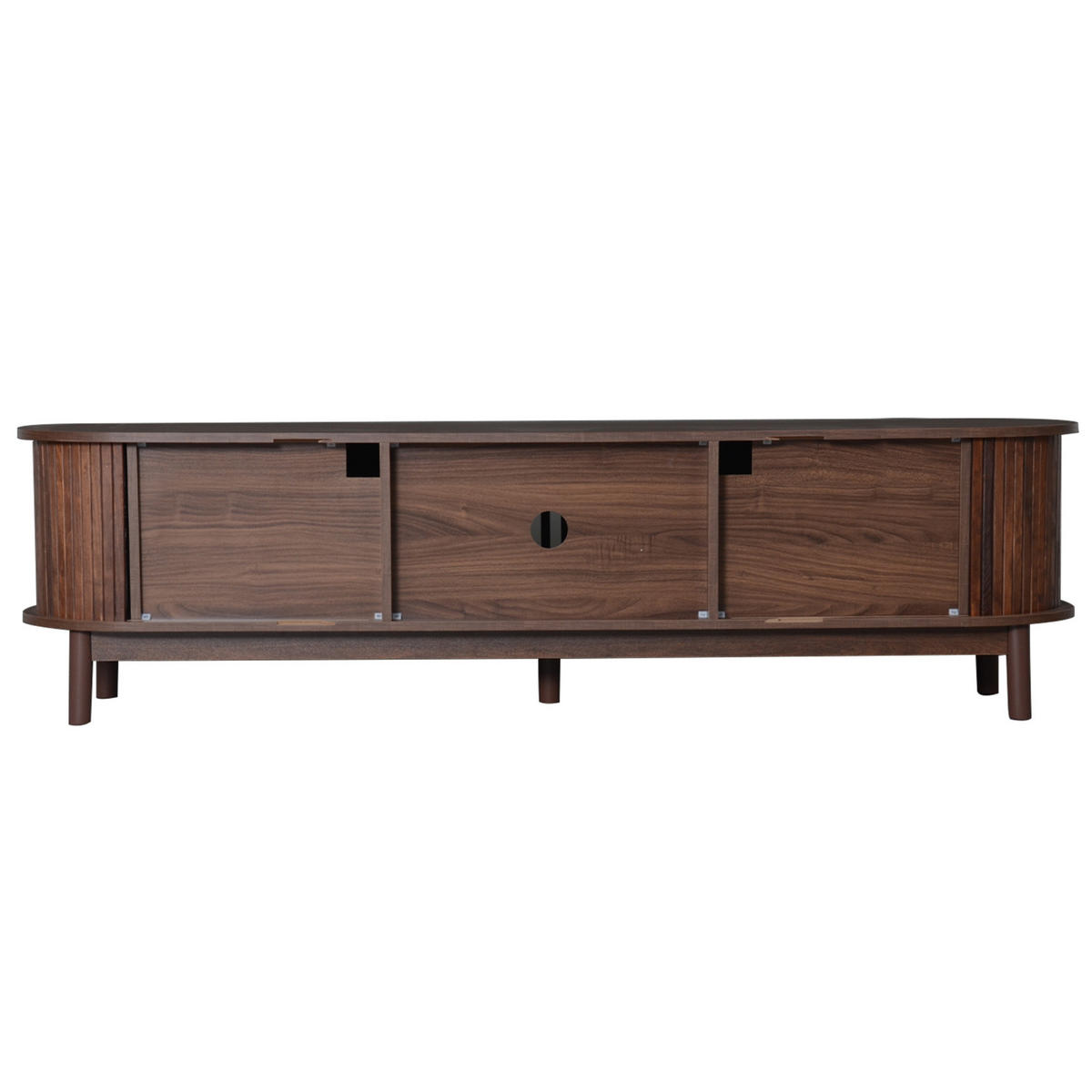 TV komoda, 165/39,5/46 cm, MDF hnedá, s posuvnými a výklopnými dvierkami - hnedá, kompozitné drevo (165/46/39.5cm) - BEAOK