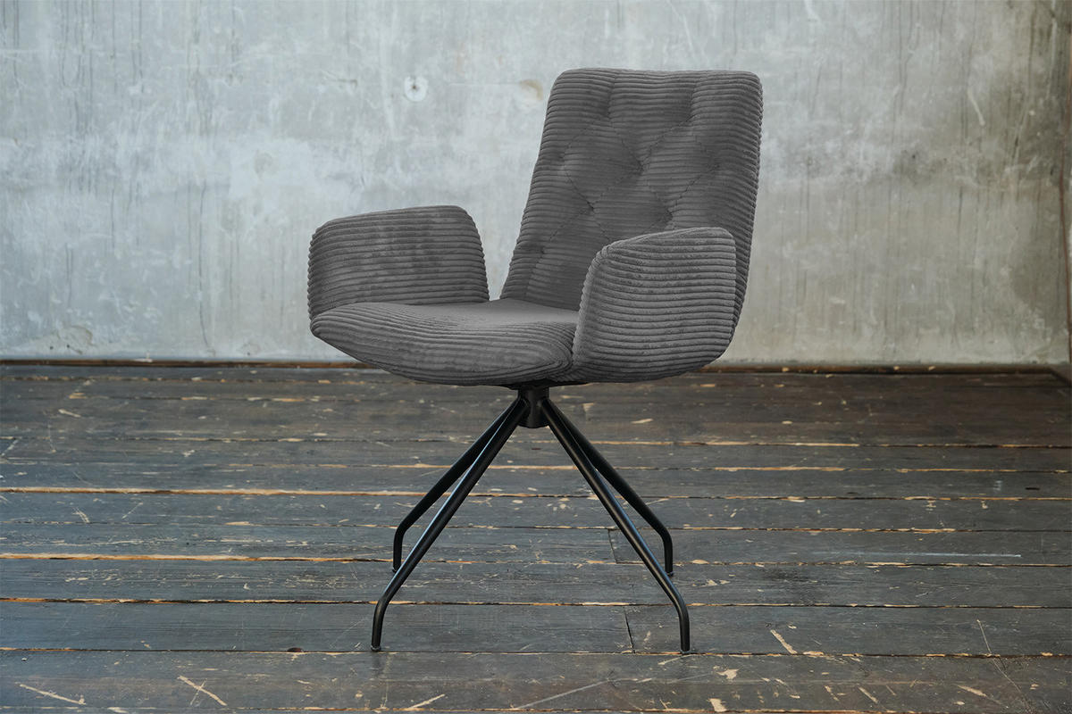 DREHSTUHL NEW CHARME Grau Cord - Dunkelgrau/Grau, Textil (59/87/66cm) - KAWOLA
