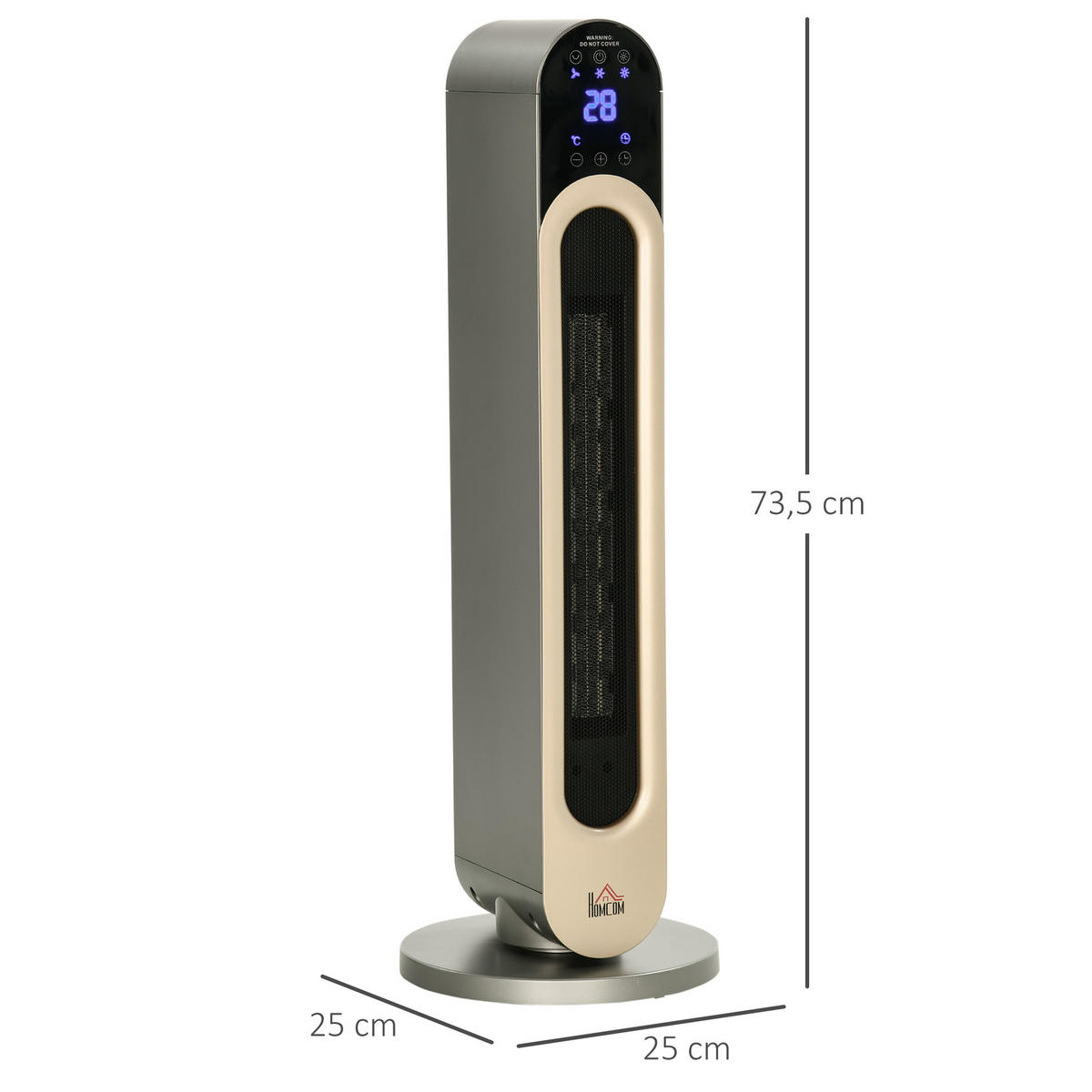 HEIZLÜFTER DE-17022 Oszillierend PTC 1100/2200 W Schwarz - Silberfarben, Kunststoff (25/73.5/25cm) - ComfortXL