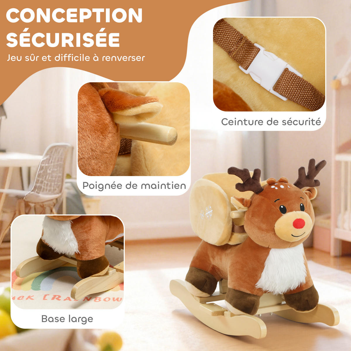SCHAUKELPFERD DE-18255 Braun - Braun, Holz (32/55/65cm) - ComfortXL