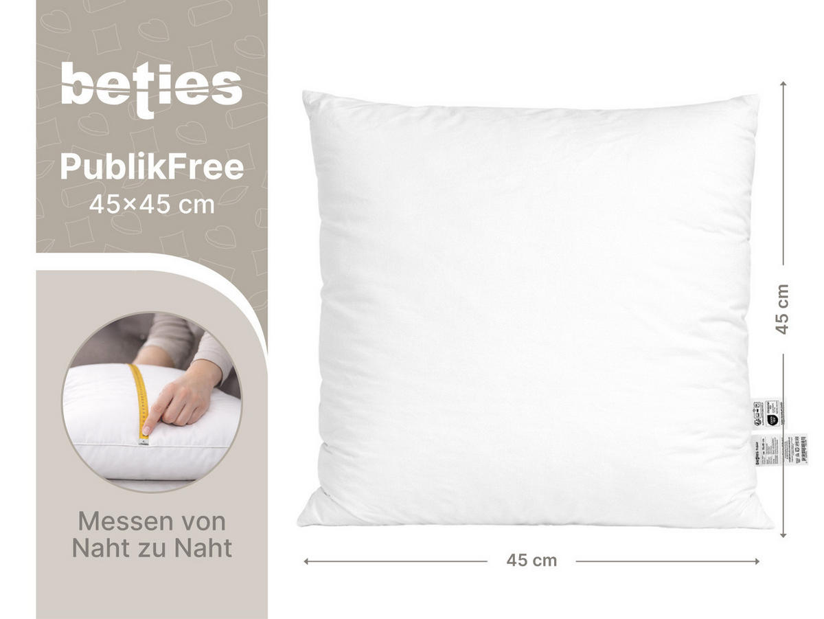 KISSENFÜLLUNG PublikFree Faserbällchen 45/45 cm - Weiß, Naturmaterialien/Kunststoff (45/45cm) - beties Heimtextil