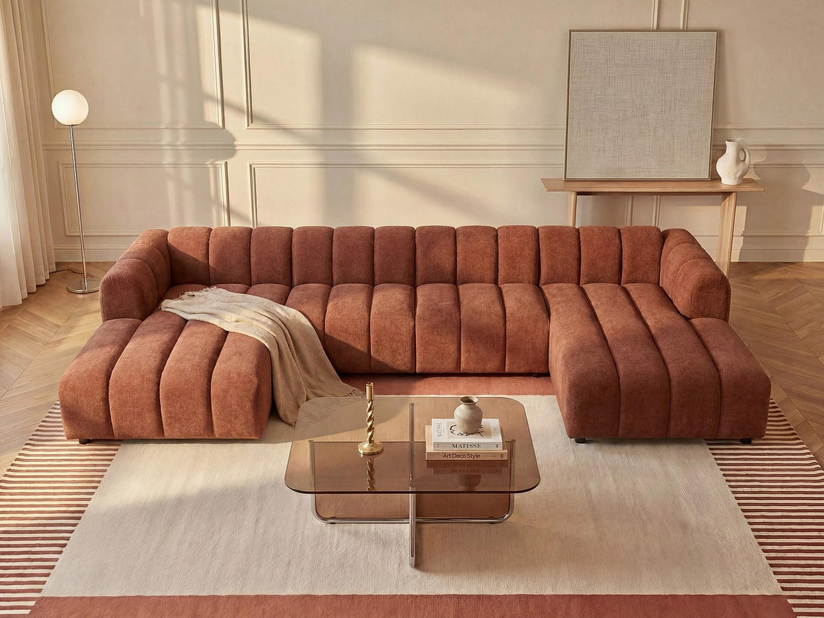 RECAMIERE ohne Schlaffunktion - 1 Person - stoff - terracotta Jutini - Terracotta, Textil (117/72/180cm) - Vente-Unique