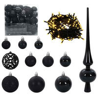 WEIHNACHTSKUGELSET 120 -teilig Schwarz Kunststoff - Schwarz, Kunststoff (6/27/6cm) - vidaXL