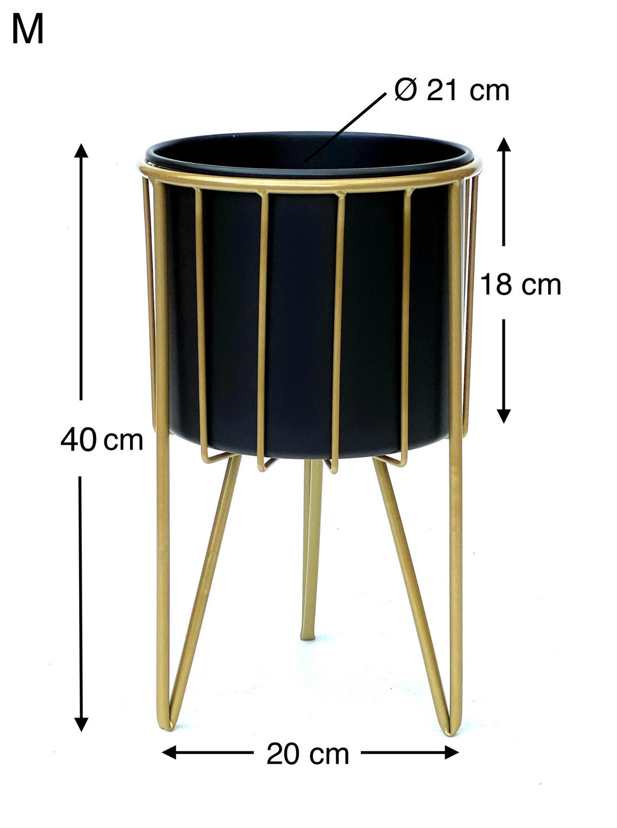 BLUMENHOCKER 3er Set rund Metall Gold/Schwarz - Gelb, Metall (25/25/45cm) - DanDiBo