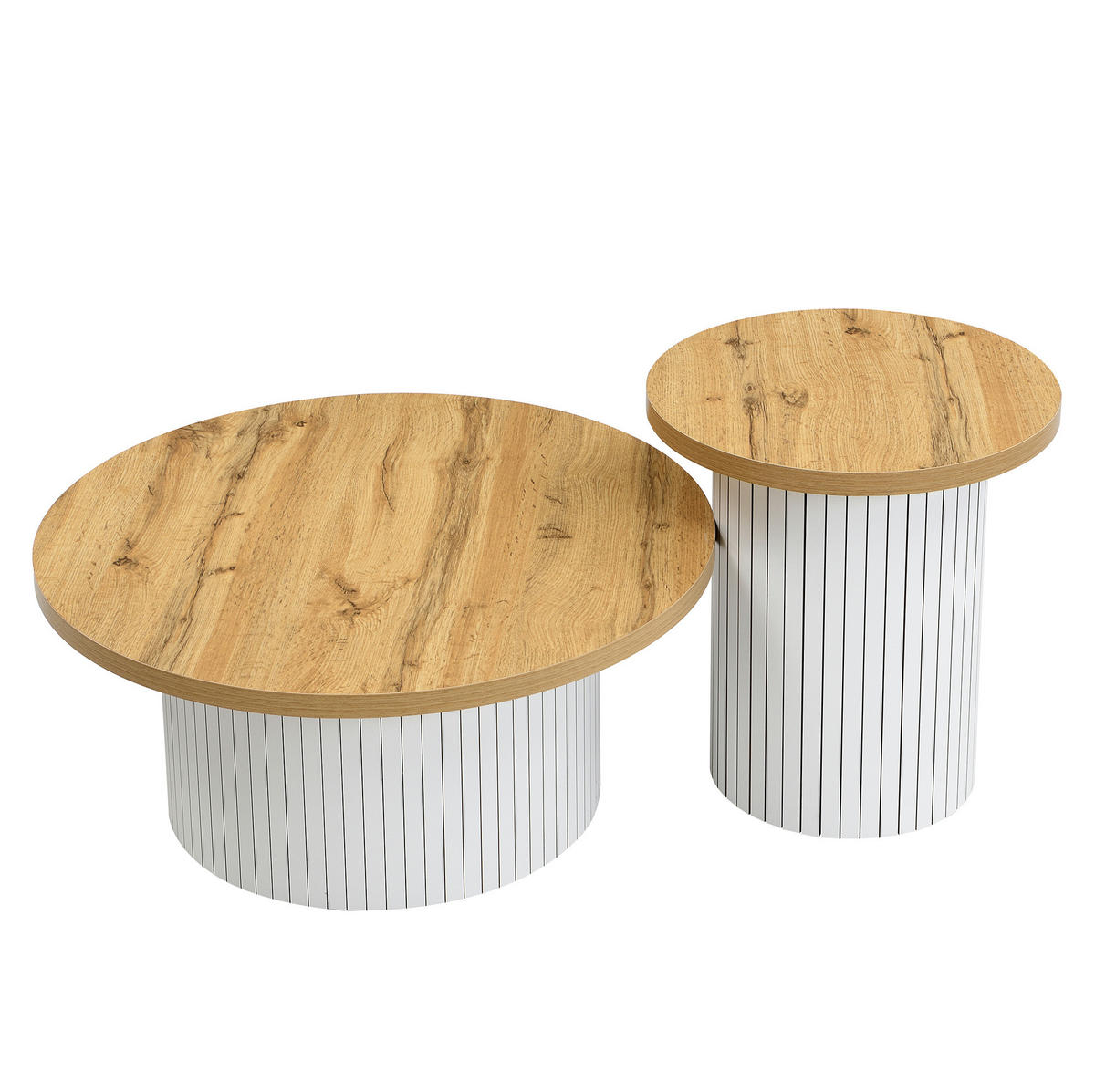 COUCHTISCH-SET 75/75/50 cm und 45/45/35 cm mit Stauraum, flexiblem Beistelltisch und MDF, Natur - Naturfarben, Holzwerkstoff (75/75/35cm) - Modfu