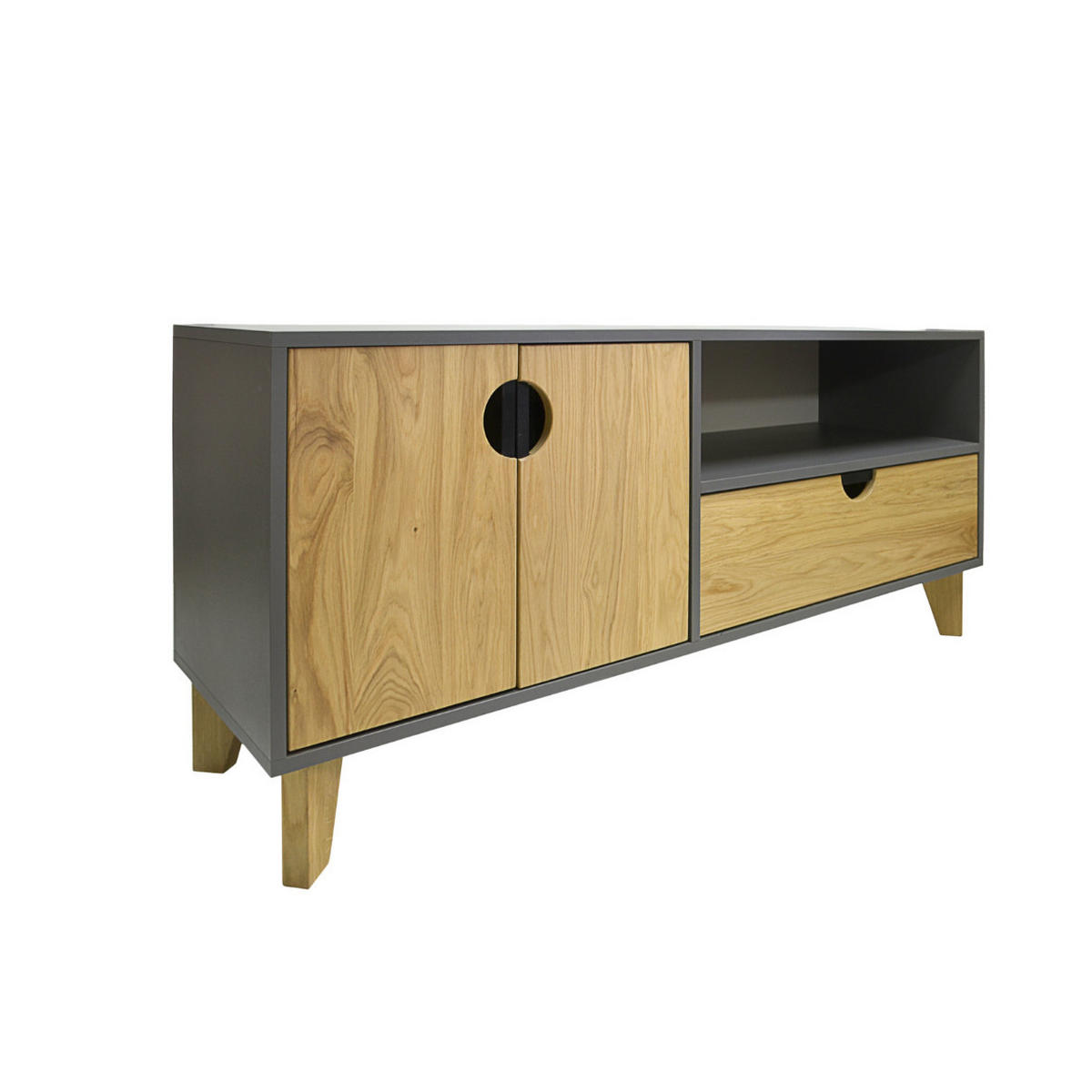 FERNSEHSCHRANK aus Holz und laminierten Platte GRAND - Eichefarben, Holz (150/65/45cm) - Rawood Furniture