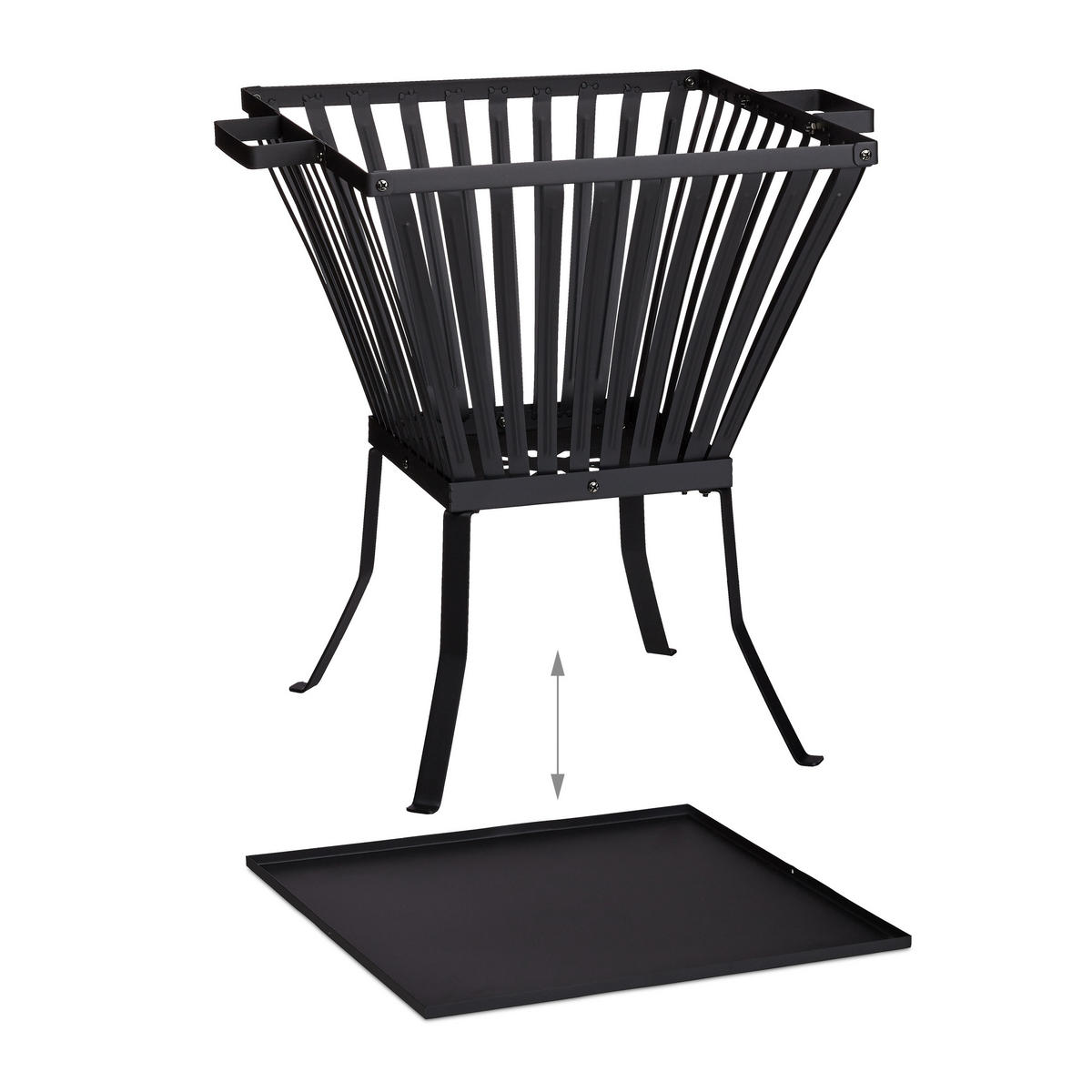 FEUERKORB - Schwarz, Kunststoff/Metall (56.5/56/45cm) - Relaxdays