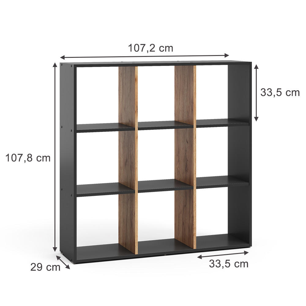 RAUMTEILER Nove Anthrazit/Goldkraft Eiche 107.2 x 107.8 cm - Honigeiche/Anthrazit, Holzwerkstoff (107.2/107.8/29cm) - Vicco