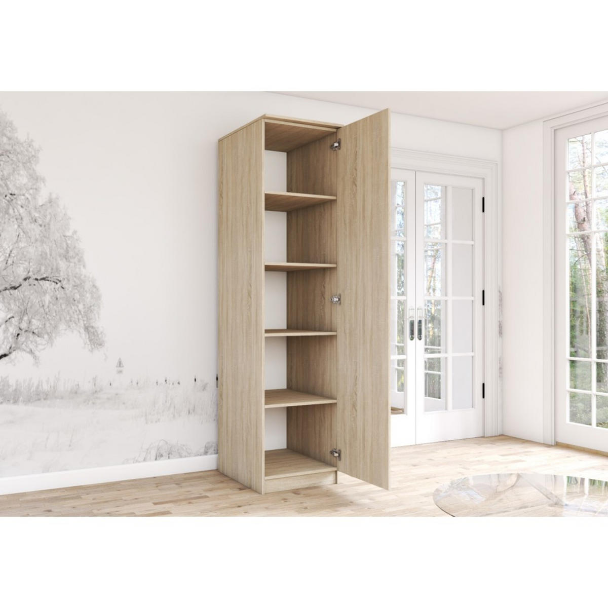 DREHTÜRENSCHRANK - RUTH 1D SONOMA - Sonoma Eiche, Holzwerkstoff/Metall (50/210/64cm) - Möblo