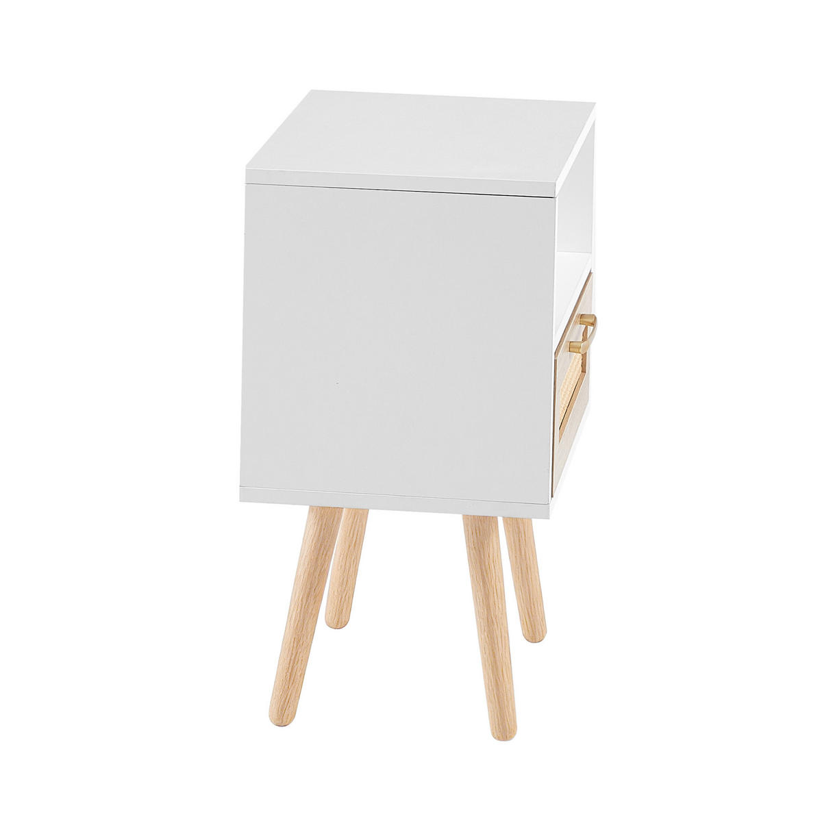 NACHTTISCH 40/55/30 cm Weiß/Natur aus MDF mit Schublade - Hellbraun, Holzwerkstoff (40/55/30cm) - OKMYHOME