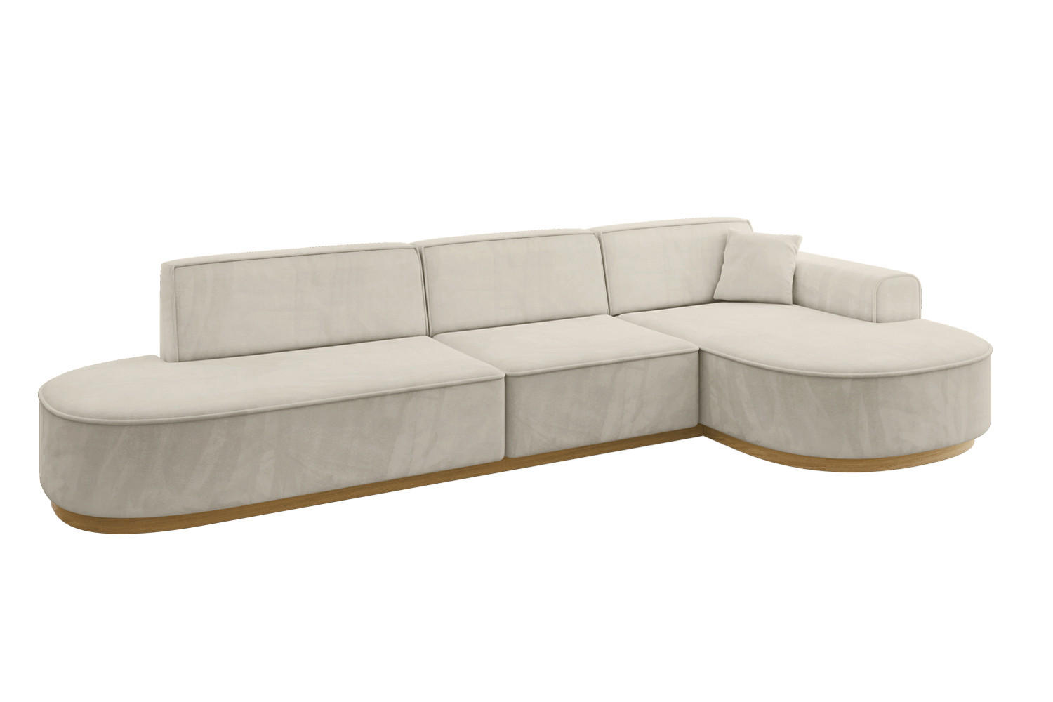 ECKSOFA Ottomane Rechts MARI-L2-v2 - 328x171x83 cm Ecru Velours - Ecru, Holzwerkstoff/Textil (171/328cm) - ALTDECOR