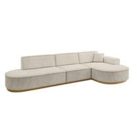 ECKSOFA Ottomane Rechts MARI-L2-v2 - 328x171x83 cm Ecru Velours - Ecru, Holzwerkstoff/Textil (171/328cm) - ALTDECOR