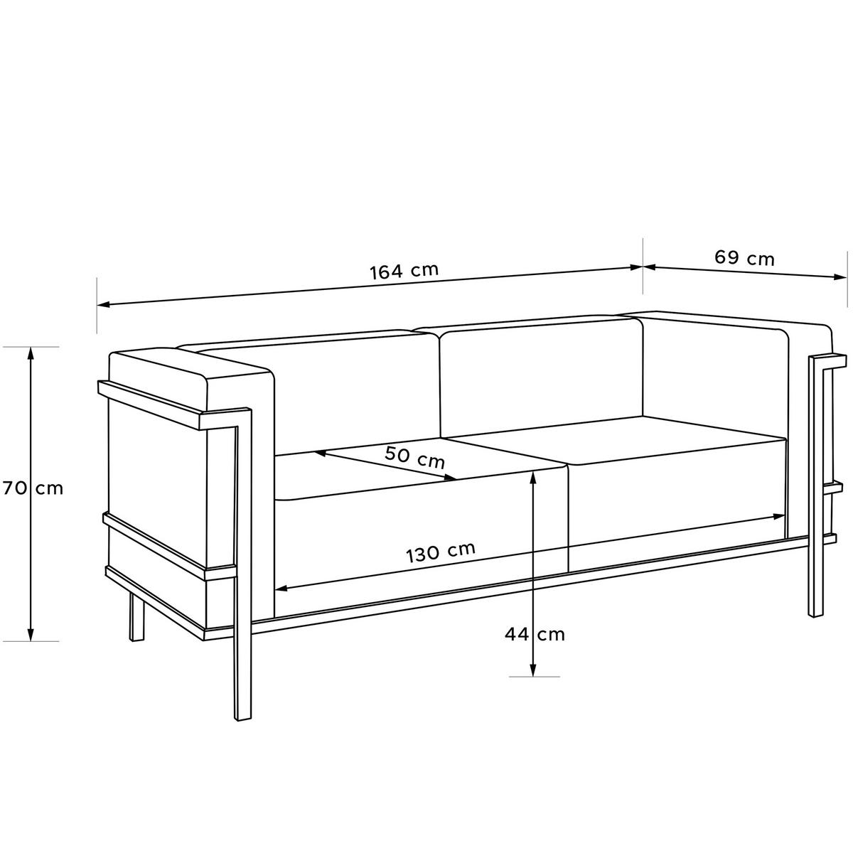 GARTENSOFA TRIGLO 2-Personen, Stahlrahmen, Modern, Dunkelgrau - Dunkelgrau/Rot, Textil/Metall (164/70/69cm) - KONSIMO®