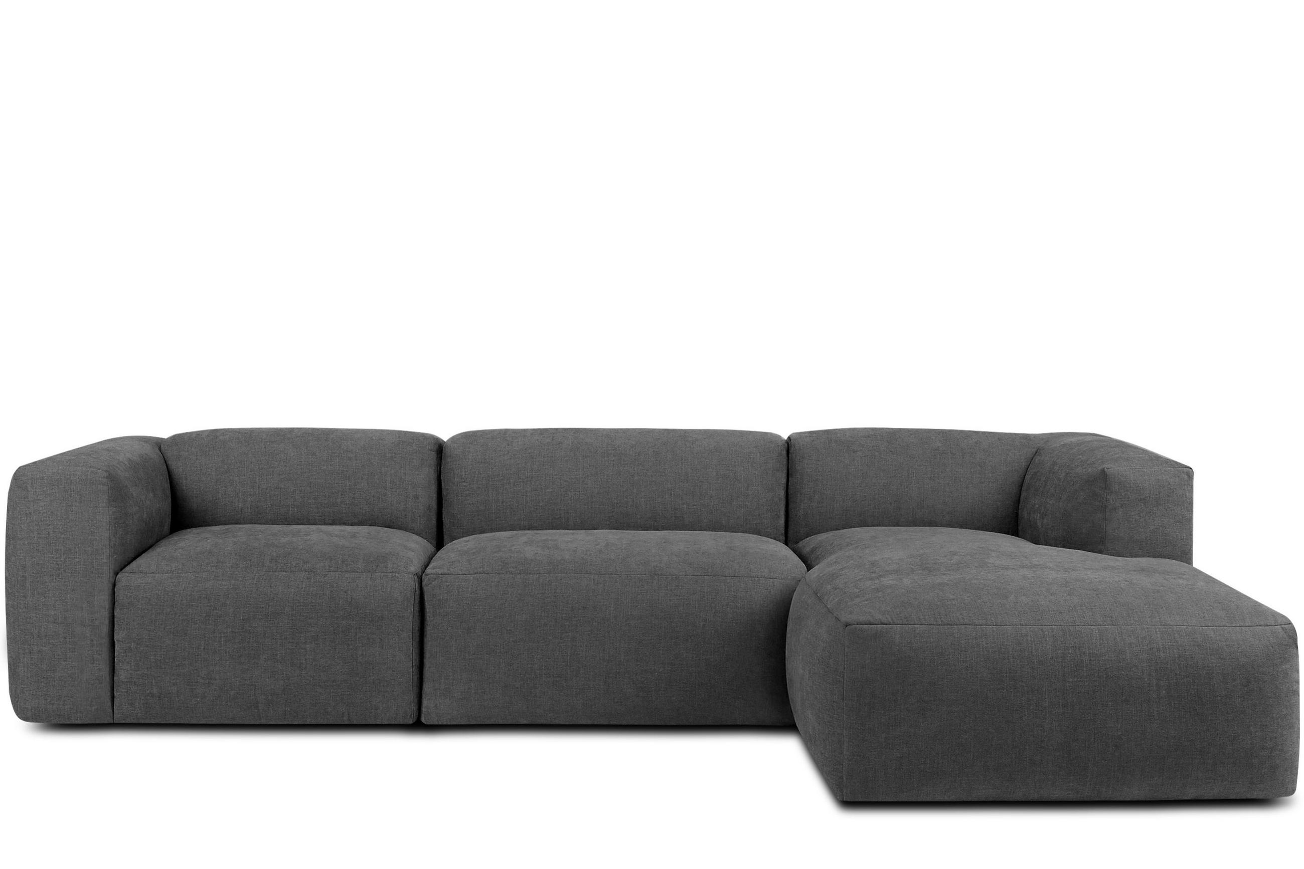 ECKMODULSOFA-RECHTS BUFFO mit extrem weicher und bequemer Sitzfläche, Gewebestoff, aschfahl - Grau, Textil (297/180cm) - KONSIMO®