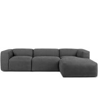 ECKMODULSOFA-RECHTS BUFFO mit extrem weicher und bequemer Sitzfläche, Gewebestoff, aschfahl - Grau, Textil (297/180cm) - KONSIMO®