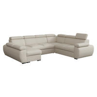 WOHNLANDSCHAFT Boston U, Seite: Links - LC+2P+R+2R - Chromfarben/Creme, Holz/Textil (325/98/260cm) - MIRJAN24